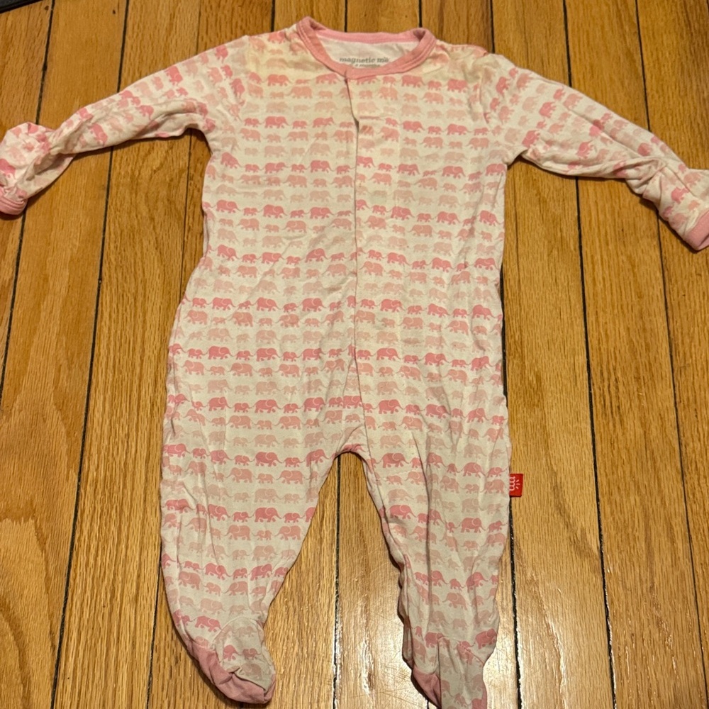 Magnetic Me Modal Pink Elephant One Piece Footie Sleeper 0-3 Months